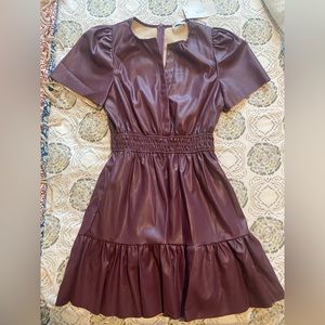 Faux leather mini dress